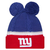New York Giants New Era Women's Double Bubble Cuffed Knit Hat with Poms - Royal on sale