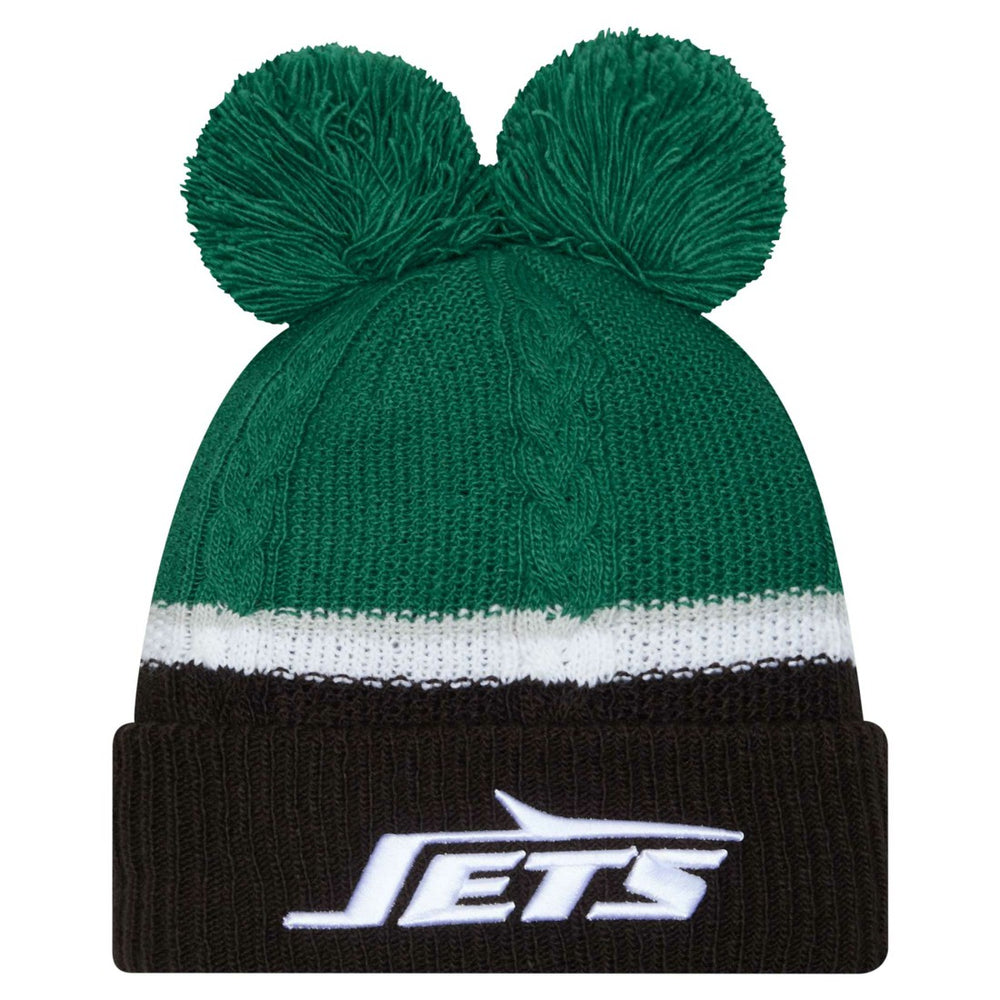 New York Jets New Era Women's Double Bubble Cuffed Knit Hat with Poms - Green outlet