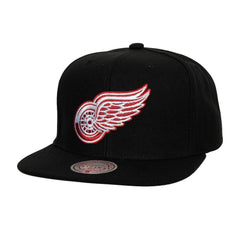Detroit Red Wings Mitchell & Ness Core Top Spot Snapback Hat Black