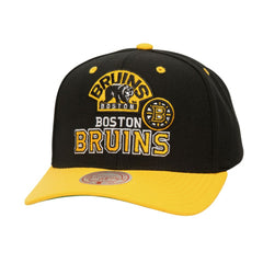 Boston Bruins Mitchell & Ness All In 2.0 Pro Crown Adjustable Hat Black