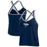 Dallas Cowboys WEAR by Erin Andrews Women's Cross Strap Tri-Blend Tank Top - Navy on sale