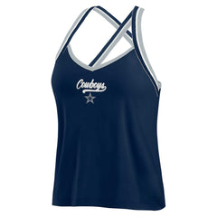 Dallas Cowboys WEAR by Erin Andrews Women's Cross Strap Tri-Blend Tank Top - Navy on sale