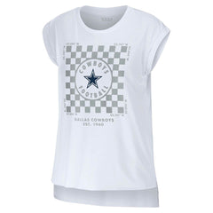 Dallas Cowboys WEAR by Erin Andrews Women's Checker Muscle Tank Top - White outlet