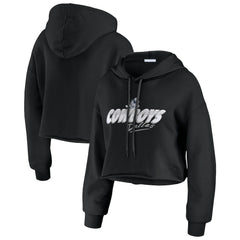 Dallas Cowboys WEAR by Erin Andrews Women's Prime Cropped Pullover Hoodie - Black on sale