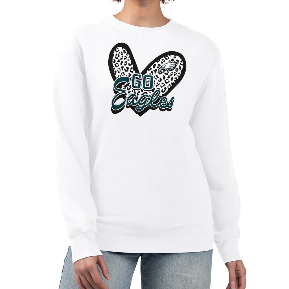 Philadelphia Eagles G-III 4Her by Carl Banks Women's Leopard Heart Pullover Sweatshirt - White cheap