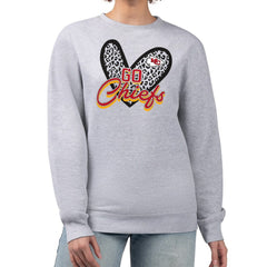 Kansas City Chiefs G-III 4Her by Carl Banks Women's Leopard Heart Pullover Sweatshirt - Heather Gray for sale