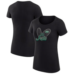 New York Jets G-III 4Her by Carl Banks Women's Super-Slim Fit Lightweight Animal Print Heart T-Shirt - Black online