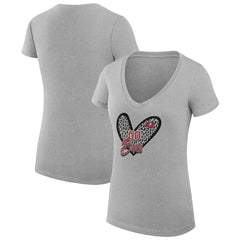 Tampa Bay Buccaneers G-III 4Her by Carl Banks Women's Super-Slim Fit Lightweight Leopard Heart V-Neck T-Shirt - Heather Gray online