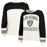 Las Vegas Raiders '47 Women's Double Header Curve Raglan Long Sleeve Crop Top - Cream outlet