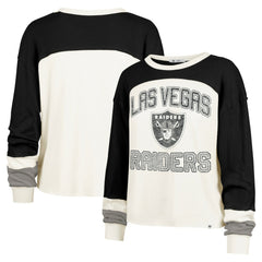 Las Vegas Raiders '47 Women's Double Header Curve Raglan Long Sleeve Crop Top - Cream outlet