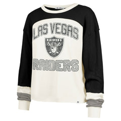 Las Vegas Raiders '47 Women's Double Header Curve Raglan Long Sleeve Crop Top - Cream outlet