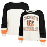 Cincinnati Bengals '47 Women's Double Header Curve Raglan Long Sleeve Crop Top - Cream sale