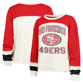San Francisco 49ers '47 Women's Double Header Curve Raglan Long Sleeve Crop Top - Cream on sale