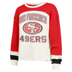 San Francisco 49ers '47 Women's Double Header Curve Raglan Long Sleeve Crop Top - Cream on sale
