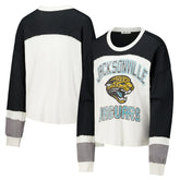 Jacksonville Jaguars '47 Women's Double Header Curve Raglan Long Sleeve Crop Top - Cream sale