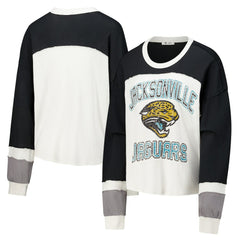 Jacksonville Jaguars '47 Women's Double Header Curve Raglan Long Sleeve Crop Top - Cream sale