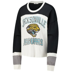 Jacksonville Jaguars '47 Women's Double Header Curve Raglan Long Sleeve Crop Top - Cream sale