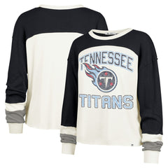 Tennessee Titans '47 Women's Double Header Curve Raglan Long Sleeve Crop Top - Cream for sale