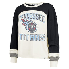 Tennessee Titans '47 Women's Double Header Curve Raglan Long Sleeve Crop Top - Cream for sale