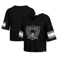 Las Vegas Raiders '47 Women's Double Header Scout Cropped V-Neck T-Shirt - Black sale