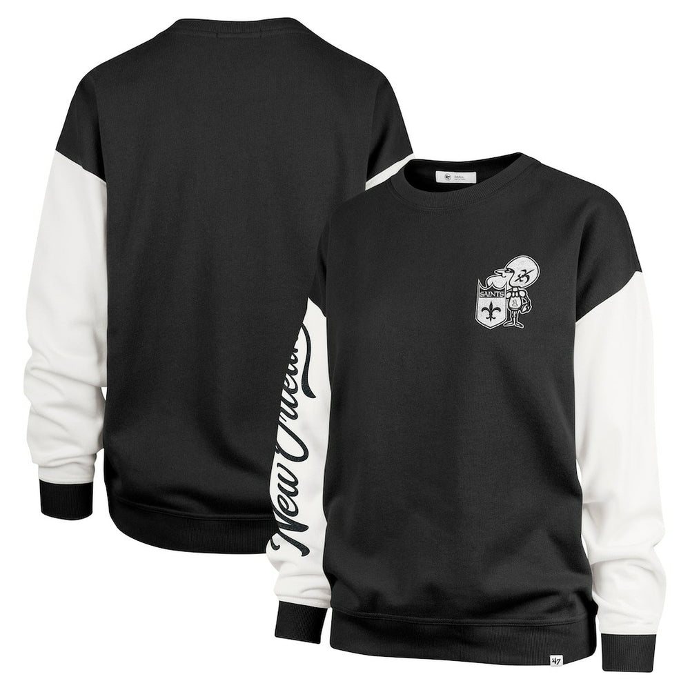 New Orleans Saints '47 Women's Double Header Rise Andie Pullover Sweatshirt - Black online