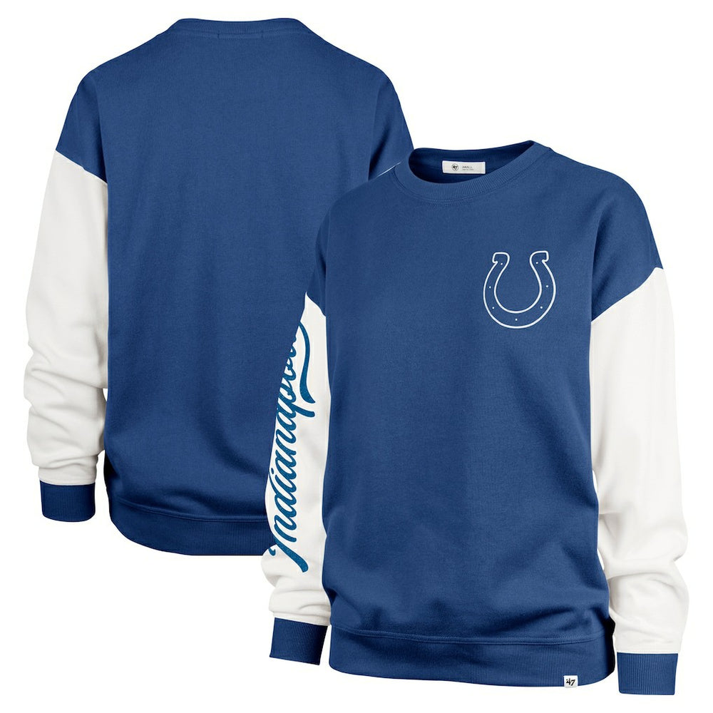 Indianapolis Colts '47 Women's Double Header Rise Andie Pullover Sweatshirt - Royal on sale