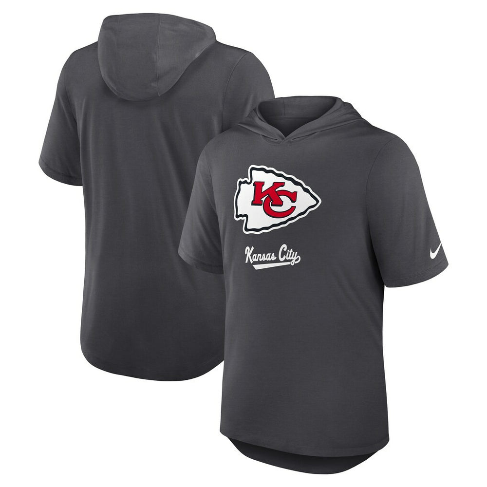 Kansas City Chiefs Tri-Blend Performance Hoodie T-Shirt - Anthracite | Nike for sale