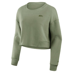 Seattle Seahawks Women's Studio Tri-Blend Cropped Pullover Sweatshirt - Olive online