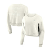 San Francisco 49ers Women's Studio Tri-Blend Cropped Pullover Sweatshirt - Cream outlet