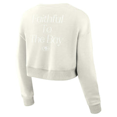 San Francisco 49ers Women's Studio Tri-Blend Cropped Pullover Sweatshirt - Cream outlet