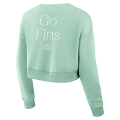 Miami Dolphins Women's Studio Tri-Blend Cropped Pullover Sweatshirt - Mint outlet