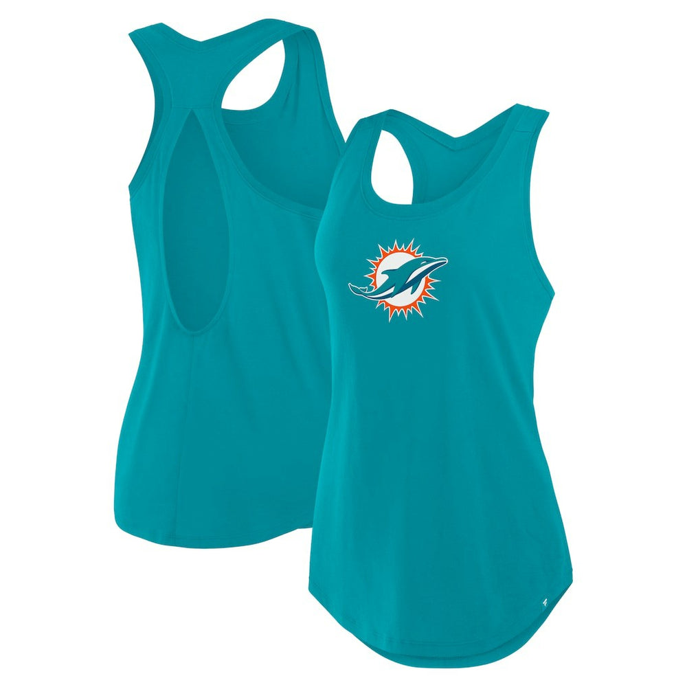 Miami Dolphins Women's Iron Fan Tank Top - Aqua on sale