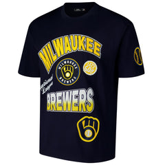 Milwaukee Brewers Pro Standard Turn It Up Dropped Shoulder T-Shirt - Navy