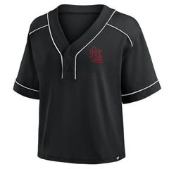 St. Louis Cardinals Women's Oversized Champ Game Cropped V-Neck T-Shirt - Black