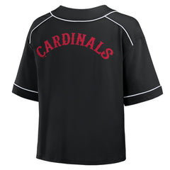 St. Louis Cardinals Women's Oversized Champ Game Cropped V-Neck T-Shirt - Black