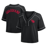 Cleveland Guardians Women's Oversized Champ Game Cropped V-Neck T-Shirt - Black