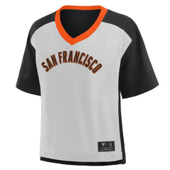San Francisco Giants Oversized Race To Win V-Neck T-Shirt - Black/Graphite