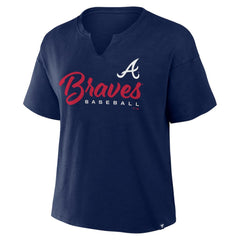 Atlanta Braves Women's Fan Fave Stadium Slub Boxy T-Shirt - Navy