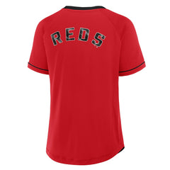Cincinnati Reds Women's League Diva Star Raglan V-Neck T-Shirt - Red