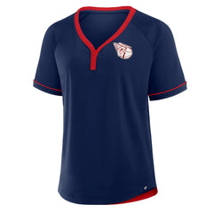 Cleveland Guardians Women's League Diva Star Raglan V-Neck T-Shirt - Navy