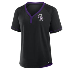 Colorado Rockies Women's League Diva Star Raglan V-Neck T-Shirt - Black