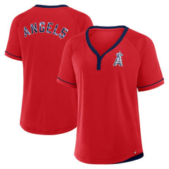 Los Angeles Angels Women's League Diva Star Raglan V-Neck T-Shirt - Red