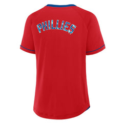 Philadelphia Phillies Women's League Diva Star Raglan V-Neck T-Shirt - Red