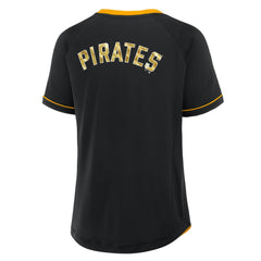 Pittsburgh Pirates Women's League Diva Star Raglan V-Neck T-Shirt - Black