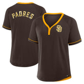 San Diego Padres Women's League Diva Star Raglan V-Neck T-Shirt - Brown