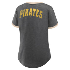 Pittsburgh Pirates Women's Binge Worthy Stadium Slub V-Neck T-Shirt - Black