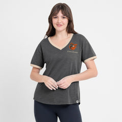 Baltimore Orioles Women's Binge Worthy Stadium Slub V-Neck T-Shirt - Black