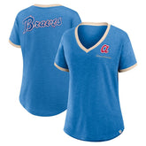Atlanta Braves Women's Binge Worthy Stadium Slub V-Neck T-Shirt - Royal