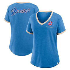 Atlanta Braves Women's Binge Worthy Stadium Slub V-Neck T-Shirt - Royal