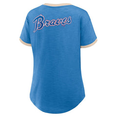 Atlanta Braves Women's Binge Worthy Stadium Slub V-Neck T-Shirt - Royal